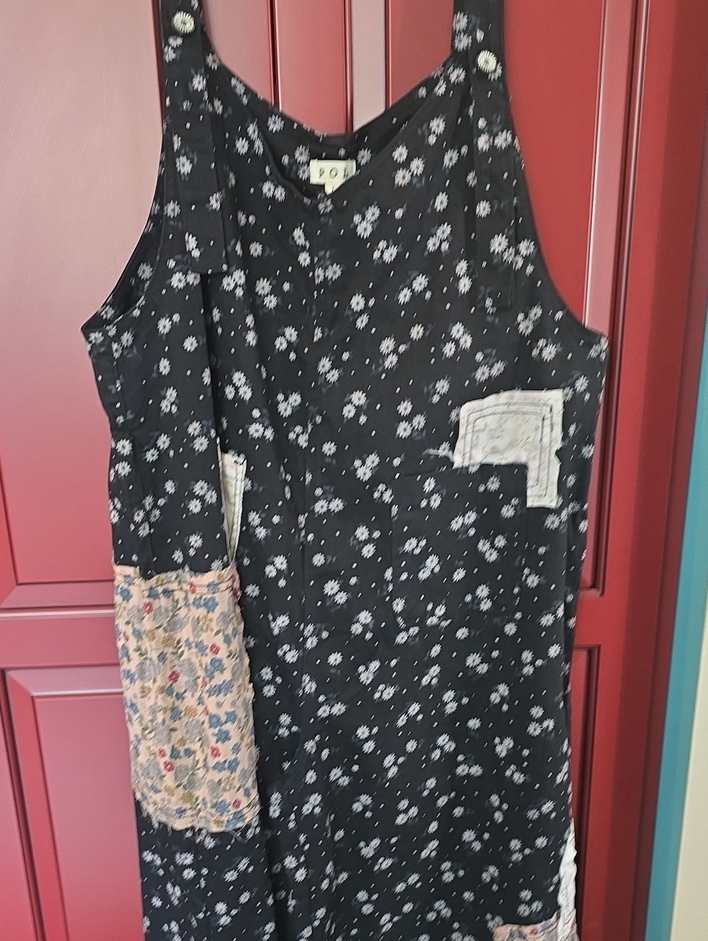 Black Floral Patchwork POL OVERALLS